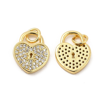 Brass Micro Pave Clear Cubic Zirconia Charms KK-E068-VB127-1