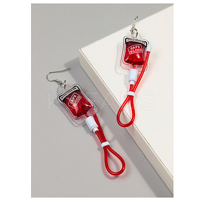 Blood Bag Plastic Dangle Earrings FS-WG7E43C-01-1