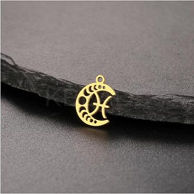 Real 18K Gold Plated 304 Stainless Steel Pendants STAS-R003-02G-01-1