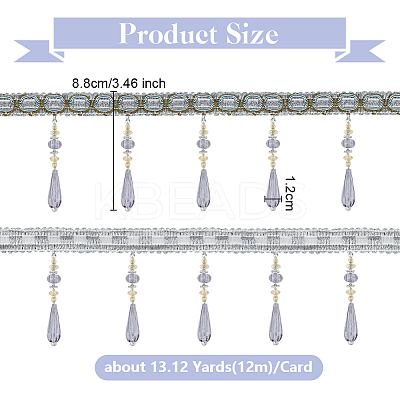 12M Polyester Fringe Lace Trims SRIB-WH0026-26C-1