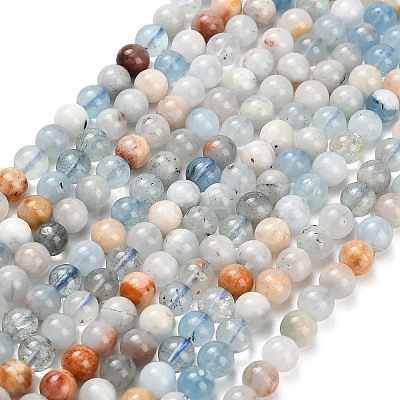 Natural Aquamarine Beads Strands G-F591-29A-6mm-04-1