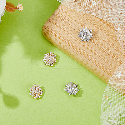 4Pcs 2 Styles Brass & Alloy Micro Pave Clear Cubic Zirconia Shank Buttons DIY-DC0002-66-1