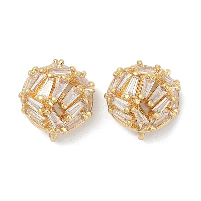 Brass Micro Pave Cubic Zirconia Stud Earring Findings LS-KK-Z094-12G-1
