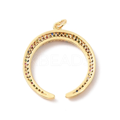 Rack Plating Brass Micro Pave Cubic Zirconia Pendants KK-F852-15G-1