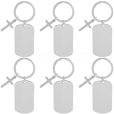 20Pcs 201 Stainless Steel Blank Pendant Keychain KEYC-SC0001-62B-1