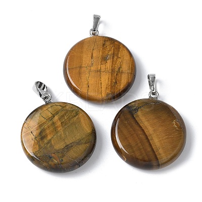 Natural Tiger Eye Pendants G-A259-04P-02-1