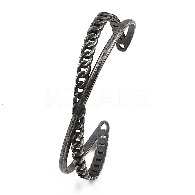 316 Surgical Stainless Steel Criss Cross Cuff Bangles BJEW-C125-09AS-1