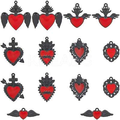 14Pcs 7 Styles Rack Plating Alloy Enamel Pendants FIND-SC0015-17-1