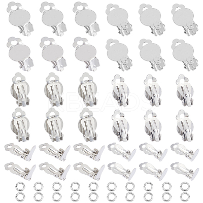60Pcs 2 Size 304 Stainless Steel Clip-on Earring Findings STAS-UN0051-68-1