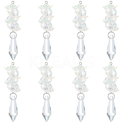 8Pcs Glass Pendants PALLOY-SP00008-1