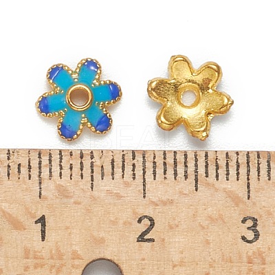 Mixed Brass Enamel Bead Caps KK-L124-09G-RS-1