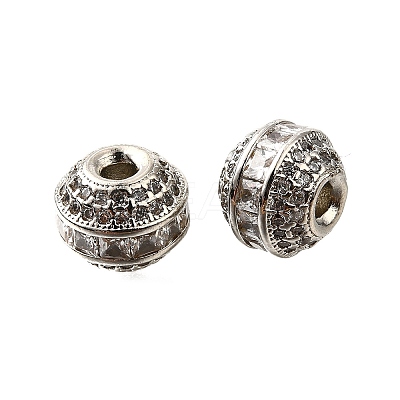 Round Brass Micro Pave Cubic Zirconia Beads KK-L230-11P-04-1