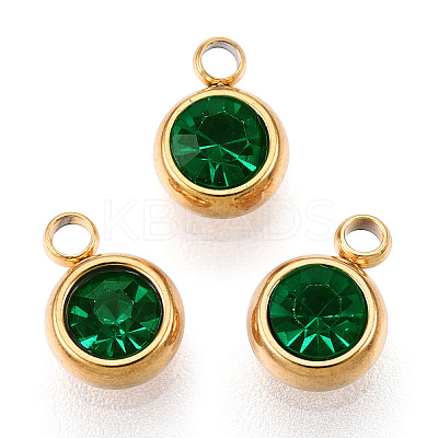 PVD Vacuum Plating 201 Stainless Steel Rhinestone Charms LS-X-STAS-S068-03G-1