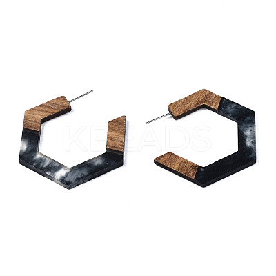 Hexagon Half Hoop Earrings for Women EJEW-N017-006A-1