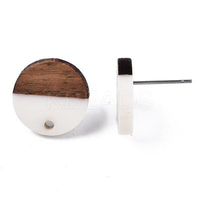 Opaque Resin & Walnut Wood Stud Earring Findings MAK-N032-008A-B06-1