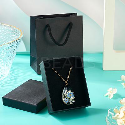 1Pc Dried Flower Stainless Steel Cable Chain Necklaces NJEW-TA0001-19B-1