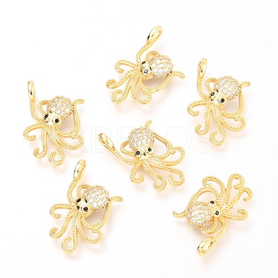 Brass Micro Pave Clear & Black Cubic Zirconia Pendants ZIRC-O036-25G-1
