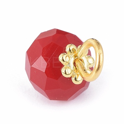 Electroplate Imitation Jade Glass Charms PALLOY-JF00395-M-1