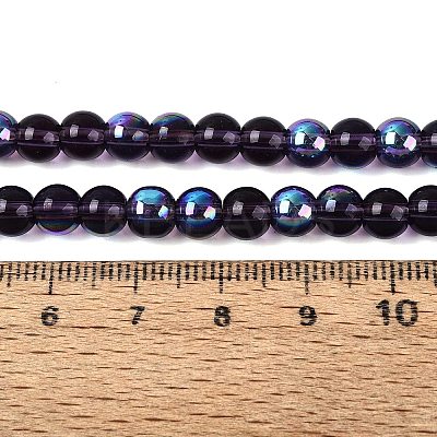 Transparent Electroplate Glass Beads Strands EGLA-Q132-6MM-01A-10-1
