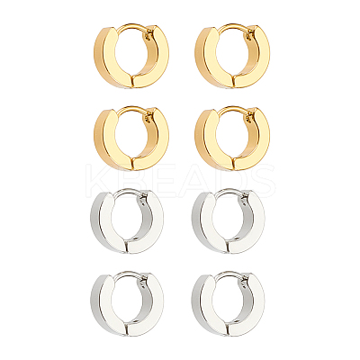 4 Pairs 2 Colors 304 Stainless Steel Huggie Hoop Earrings EJEW-LP0001-08-1