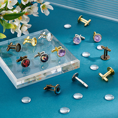 24Pcs 3 Style Rack Plating Brass Cufflinks KK-PH0006-69-1