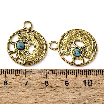 Synthetic Turquoise Sun and Moon Pendants STAS-P406-06G-1