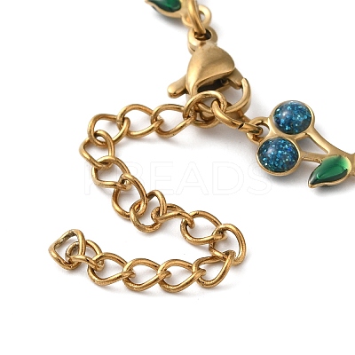304 Stainless Steel Glitter Cherry Link Bracelets for Women LS-BJEW-C076-02B-01-1