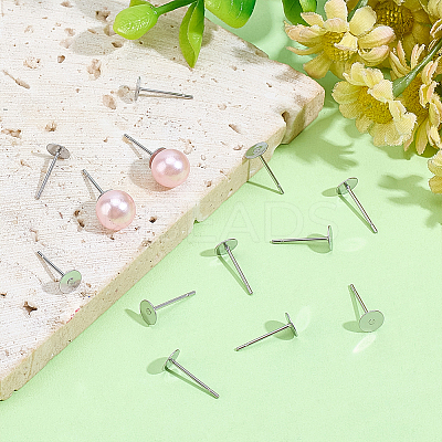 1000Pcs Tarnish Resistant 304 Stainless Steel Stud Earring Settings STAS-ME0001-50B-1