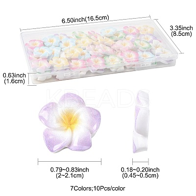70Pcs 7 Colors Plumeria Flower Opaque Resin Cabochons CRES-FS0001-32-1