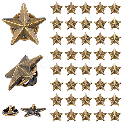 24Pcs Alloy Star Lapel Pin Brooches JEWB-FH0001-37AB-1
