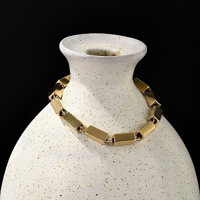 304 Stainless Steel Cuboid Link Chain Bracelets for Women BJEW-F488-15G-1