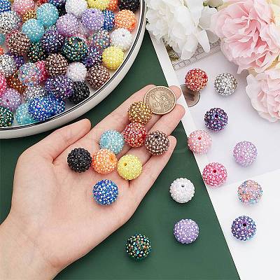 85pcs 17 style Resin Rhinestone Beads with Acrylic Round Beads Inside RESI-PH0002-11-1