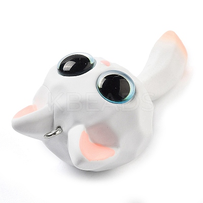 Opaque Resin Kitten Bell Big Pendants RESI-A032-01P-04-1