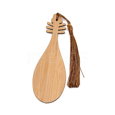Ancient Musical Instrument Pipa Chinese Style Bookmark with Tassels for Book Lover AJEW-WH0235-32D-1