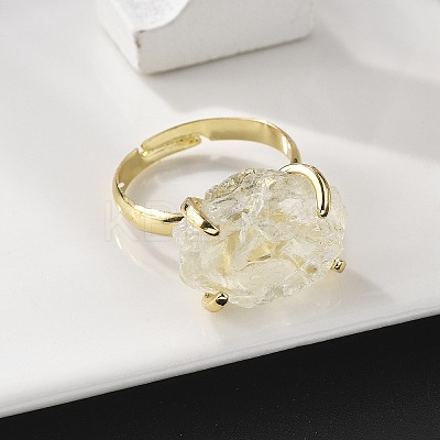 Natural Lemon Quartz Finger Rings RJEW-B122-01G-05-1