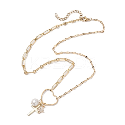 Brass with Stainless Steel Pendants Necklaces NJEW-JN04873-1
