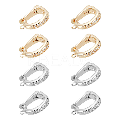 8Pcs 2 Colors Rack Plating Brass Micro Pave Clear Cubic Zirconia Fold Over Clasps FIND-PH0020-88-1