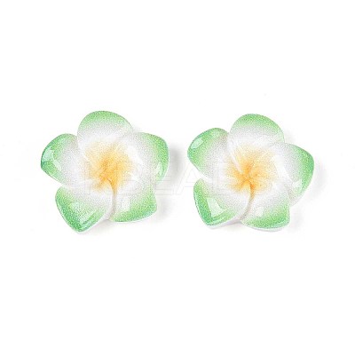 Plumeria Flower Opaque Resin Cabochons CRES-T025-30G-02-1