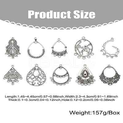 40Pcs 10 Styles Tibetan Style Retro Zinc Alloy Connector Charms FIND-CJ0003-60-1