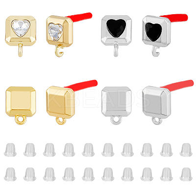24Pcs 4 Styles Rack Plating Alloy Stud Earring Findings FIND-FH0006-95-1
