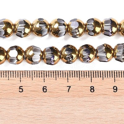 Electroplate Glass Beads Strands X-EGLA-Q128-04A-FP07-1