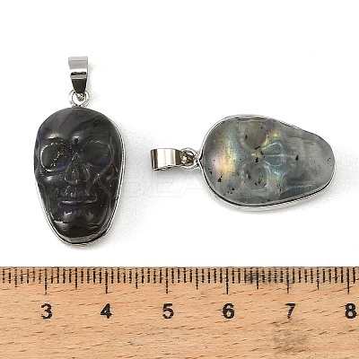 Halloween Natural Labradorite Carved Pendants G-D102-03P-1