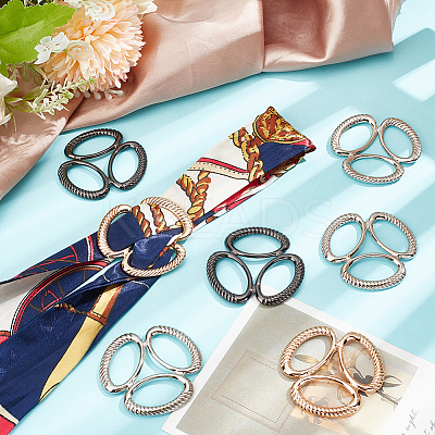 12Pcs 3 Colors Tri-Ring Alloy Brooch Scarf Clip Buckles AJEW-NB0006-57-1