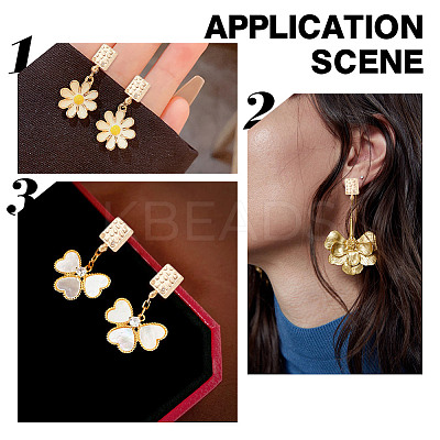 10Pcs Square Brass Cubic Zirconia Stud Earring Findings KK-AR0004-03-1