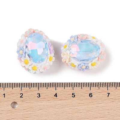 Handmade Luminous Polymer Clay Rhinestone Beads CLAY-H003-05F-1
