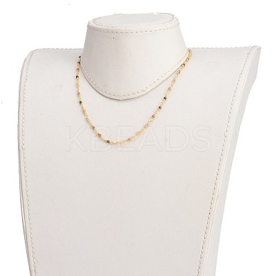 Faceted Round Natural Multicolor Tourmaline Beaded Necklaces NJEW-JN03215-02-1