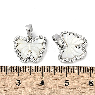 Natural White Shell Butterfly Charms KK-U043-24P-1