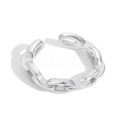 Rhodium Plated 925 Sterling Silver Cuff Earrings for Women EJEW-P231-93P-1