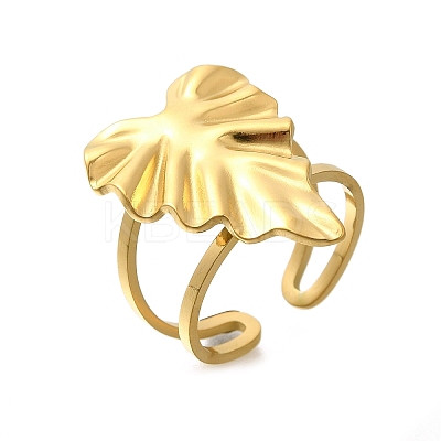 304 Stainless Steel Open Cuff Ring for Women RJEW-B109-03G-01-1