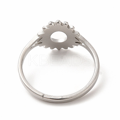 Non-Tarnish 304 Stainless Steel Sunflower Adjustable Ring for Women LS-RJEW-B027-17P-1